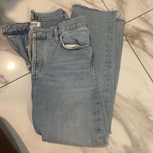 Agolde Women's Cropped Light Blue Jeans